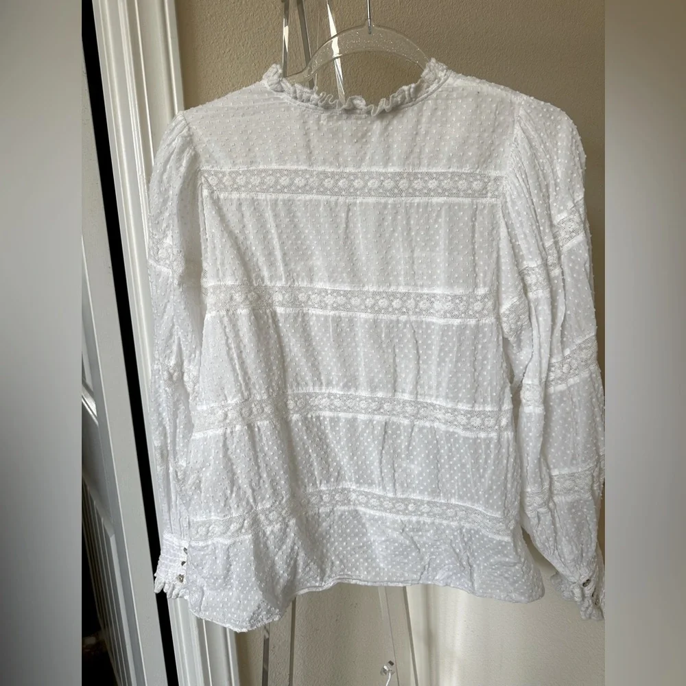 LoveShackFancy White Ruffled Long Sleeve Blouse - Picture 4 of 7